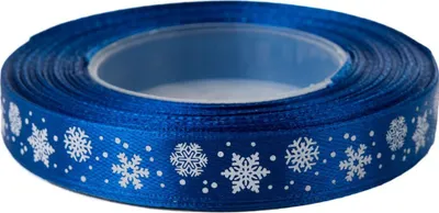 Produktbild von Dekolo Geschenkband Satin Dekoschleife mit Schneeflocke Breite 12mm Blau