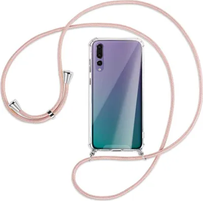 Produktbild von Handykette Backcover-Schutzhülle mit Band (Metall silberfarben) für Huawei P20 Pro - roségold