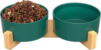Immagine prodotto di Ciotola in Vetroceramica per cibo e acqua per cani e gatti, verde, 850 ml, antiscivolo