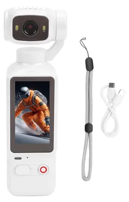 Produktbild von 4K-Vlogging-Kamera mit 180° schwenkbarem Objektiv, 64M, handliche Vlogging-Kamera für Outdoor-Aktivitäten, Radfahren, Sport und Reisen, weiß