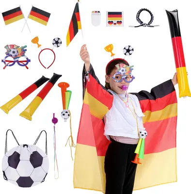 Produktbild von Fußball EM 2024 Deutschland Fan Set für Kinder | 11-teilig | Inkl. Flaggen