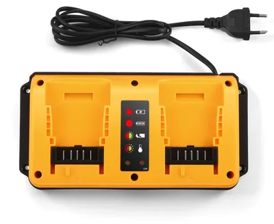 2-Port Ladegerät für 18V-20V Akkus, 1,5 A, gelb