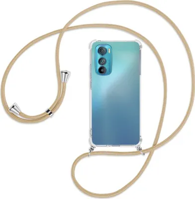 Produktbild von Handykette Backcover-Schutzhülle mit Band (Metall silberfarben) für Motorola Edge 30 5G - caramel