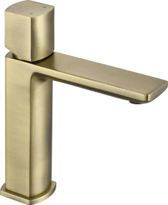 Produktbild von sanicomfort Waschtischarmatur BAROS Bronze matt – Einhebelmischer für Waschbecken inkl. Ablaufgarnitur – Badarmatur aus Messing, modernes Design, einfache Montage
