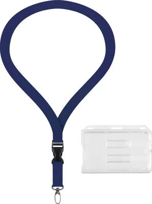 Produktbild von 10 Stück SET: 5x Lanyard Dunkelblau Keyholder Umhängeband 20mm Polyester mit Steckschnalle und starkem Karabinerhaken + 5 x Ausweis Halter Kartenhalter Keychain Lanyards Schlüsselband