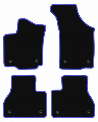 Productafbeelding van Velours automatten voor Volkswagen Phaeton 2002-2016 (sedan) – 4-delig, zwart/blauw, op maat – Wielganizator CARLUX