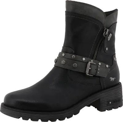 Produktbild von Mustang Damen Stiefelette mit Zierschnallen und Nieten, Größe:39 EU, Farbe:Schwarz