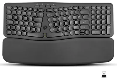 Produktbild von Perixx PERIBOARD-636 DE, ergonomische Wireless Tastatur, inkl. Handballenpolster