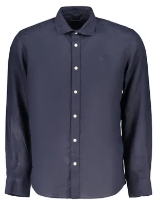 Produktbild von Elegantes Herren Kurzarmhemd Blau mit Kragen und Stickdetails