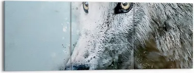 Produktbild von Bild auf Leinwand - Leinwandbild - 3 Teile - Weiß Der Wolf Bild - 150x50cm - Wand Bild - Wanddeko - Wandbilder - Leinwanddruck - Bilder - Wanddekoration - Leinwand bilder - Wandbild - CA150x50-4623