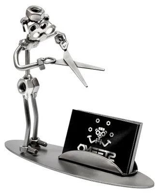 Produktbild von Schraubenmännchen Friseur Visitenkartenhalter Metall-Deko 21x6x18 cm