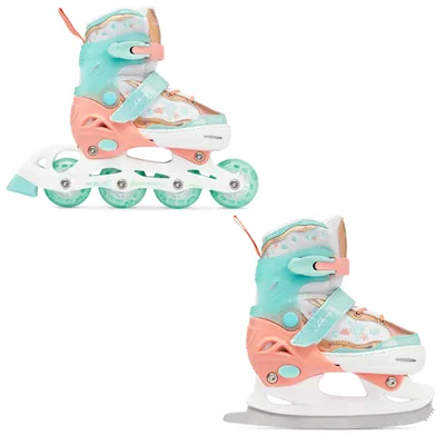 Produktbild von 2in1 Inlineskates/Schlittschuhe Raven Isla orange/mint 27-30 verstellbar