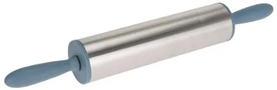 Produktbild von Teigrolle Edelstahl - Bunte Kunststoffgriffe - 44 cm Länge - Für Fondant/Pizzateig - Unterstützt Backvergnügen - Komfortables Handling - Backwerkzeug
