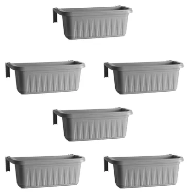 Image de Rondine 50 - set de 6 balcons de 50 cm avec crochets réglables et réservoir d'eau Gris
