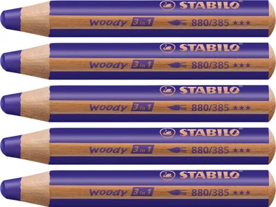 Image de Crayons de couleur Stabilo Woody Violett 3 in 1 (5 pièces)
