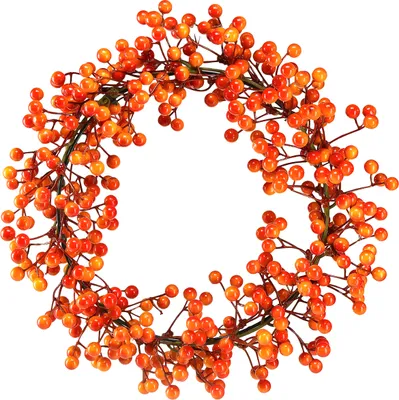 Produktbild von Türkranz Herbst Winter Weihnachtsdeko Künstlicher Beerenkranz Rot Orange Dekoring Wanddeko Ø30cm