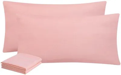 Productafbeelding van Ibenzoa® Microvezel kussensloop set van 2 – zacht en ademend, perzikroze, 40 x 80 cm, met microvezel rits