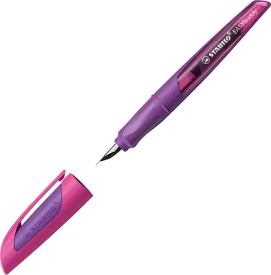 Immagine prodotto di Stilografica per la scuola con pennino standard M - STABILO EASYbuddy in viola/magenta - colore di scrittura blu (cancellabile) - penna singola - cartuccia inclusa