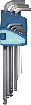 Immagine prodotto di Set di cacciaviti angolari, 9 pezzi, supporto in plastica, SW 1,5 - 10 mm, testa a sfera