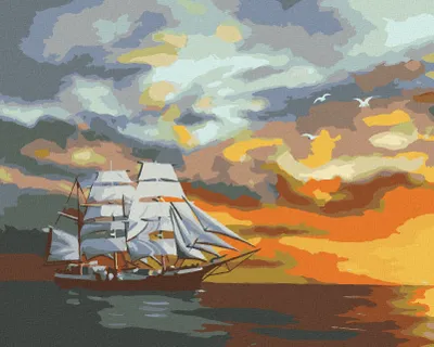 Produktbild von Zuty - Malen nach Zahlen - GROSSES SEGELSCHIFF NACH DER ABENDDÄMMERUNG (D. RUSTY RUST), 40x50 cm, ohne Keilrahmen