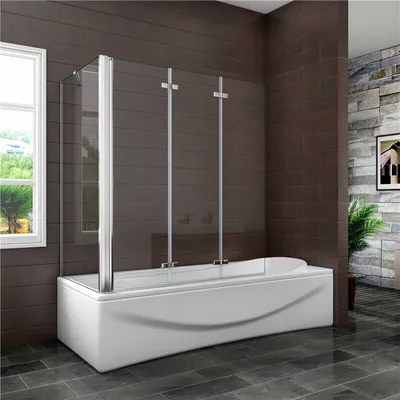 Produktbild von 130x140cm Badewanneaufsatz 3 tlg. Faltwand Duschwand +80cm Seitewand 6mm ESG Nanoglas duschabtrennung