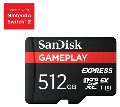 Image de SanDisk GamePlay Express microSD 512 Go, 512 Go, MicroSD, Classe 10, UHS-I, 880 Mo/s, 650 Mo/s