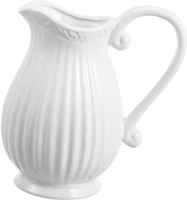 Image de Pot de fleurs en céramique blanche pour compositions florales - Pot de fleurs en céramique pour la décoration d'intérieur de style champêtre - Cadeau de mariage