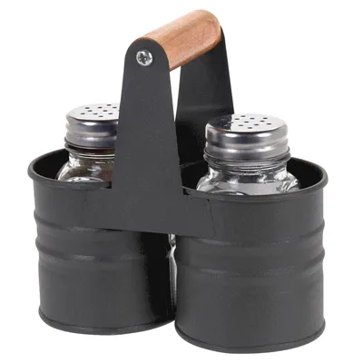 Zdjęcie produktu dla Zestaw do pieprzu i soli w metalowym koszyczku, 13 x 6 cm