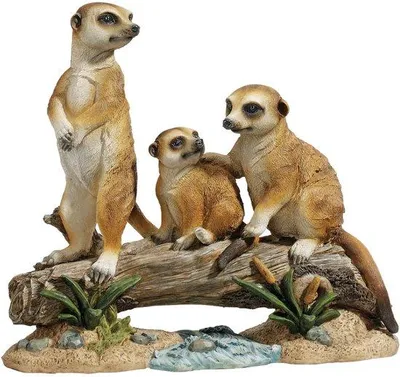 Produktbild von Ibenzoa® Erdmännchen-Familie Gartenfigur – handbemalt & wetterfest, 12,5×15×33 cm, 2,25 kg, handgegossen mit echtem Steinschnitt und hochwertigem Harz