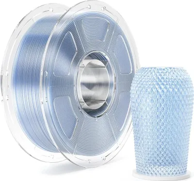 Image de Filament PETG pour impression 3D - haute vitesse - transparent - 1 kg - 30-600 mm/s - 230-250 °C - bleu clair