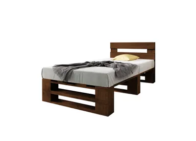 Produktbild von Lermowood Palettenbett M2 80 x 200 cm mit Kopfteil Palisander Holzbett Massivholzbett Bett aus Paletten Seniorenbett Kinderbett Jugendbett