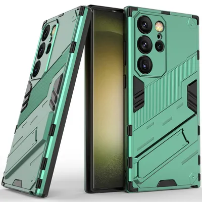 Produktbild von Armor Hülle für Samsung Galaxy S25 Ultra, Hybrid PC TPU Bumper Stoßfestes Schutzhülle mit Standfunktion Grün