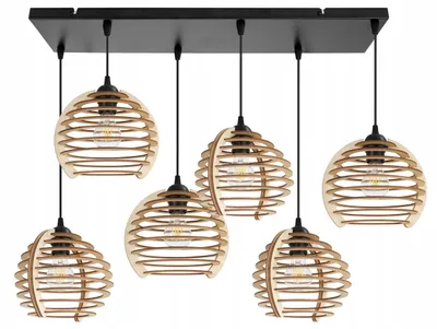 Image de Suspension, lustre, bois, abat-jour LED