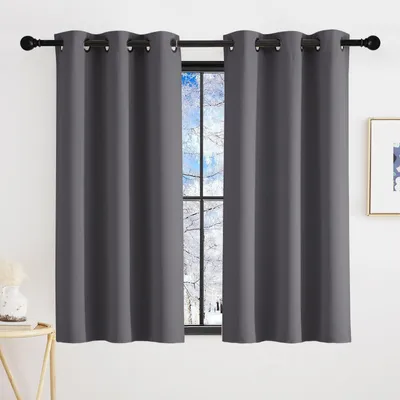 Imagen del producto de Cortinas opacas - Gris - 90 x 140 cm - Juego de 2 listos para colgar