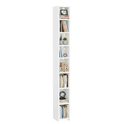 Produktbild von Badregal Schmal Weiß Hochschrank Badezimmer 8 Fächer Standregal 182x20cm