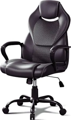 Produktbild von Famanu Bürostuhl - Ergonomisch Kunstleder - 150 Kg Tragkraft - Schwarz