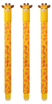 Produktbild von EBERHARD FABER 599037 - Tintenroller radierbar Giraffe, 3 Animal Erase it Stifte, Gelschreiber blau 0,7 mm