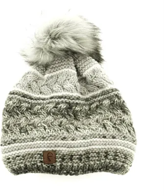 Produktbild von Faera Mütze zum Warmhalten im Herbst Winter-Bommelmütze Strickmütze Innenfutter Motiv 3