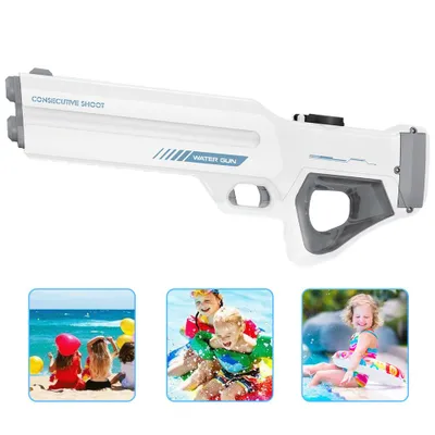 Image de Pistolet à eau électrique pour enfants et adultes avec système d'alimentation en eau automatique, portée de 8 à 10 m, capacité de 1 000 ml, jouet d'été pour la piscine et la plage
