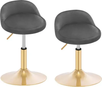 Produktbild von WOLTU Schminkhocker, höhenverstellbar, Bürohocker, Küchenhocker, Drehhocker, Samt, Dunkelgrau+Gold