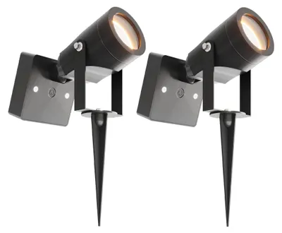 Produktbild von Ledvion 2er Set Gartenstrahler mit Erdspieß IP65 1W 3000K GU10