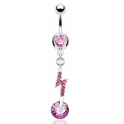 Produktbild von Taffstyle Bauchnabelpiercing Bauchnabelpiercing Stecker Kristall Biltz Anhänger, Pink