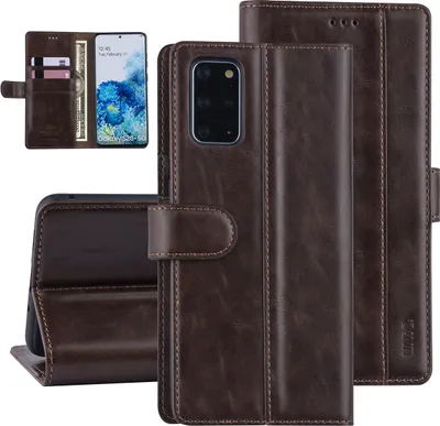 Immagine prodotto di Custodia a libro per Samsung Galaxy S20 Plus marrone scuro - Finto cuoio