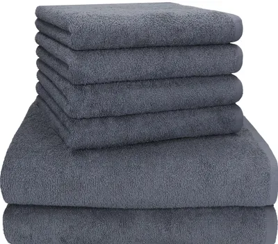 Produktbild von Betz BERLIN 6er Set 2x Badetuch 100 x 150 cm 4x Handtuch 50 x 100 cm 100% Baumwolle - Farbe: dunkelgrau