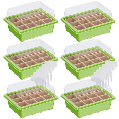 Produktbild von WELLGRO Mini Gewächshaus inkl. 6 Pflanzschilder - für bis zu 12 Pflanzen - ca. 19x14,5x11cm je Zimmergewächshaus, Kunststoff/Zellulose - Menge wählbar