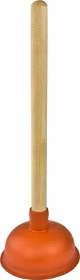 Produktbild von HAAS 3109 TPE-Ausgussreiniger Pömpel mit Holzstiel 35 cm, Ø 135 mm, natur/rot