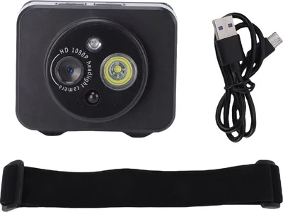Zdjęcie produktu dla Kamera montowana na głowie z oświetleniem LED, 2 MP, nagrywanie wideo 1080P do aktywności na świeżym powietrzu, 32 G
