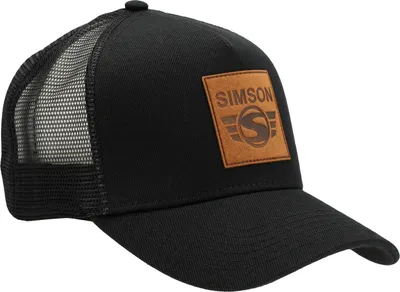 Produktbild von Truckercap mit Lederpatch-Motiv: "SIMSON", Farbe: Schwarz