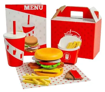 Image de Bigjigs Set de hamburgers et de frites en bois, 48dlg.