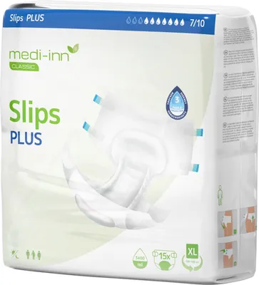 Produktbild von Medi-Inn Inkontinenz-Slips PLUS, Gr. XL, 4 x 15 = 60 Stück, 7 Tropfen, Unisex-Passform, weiß